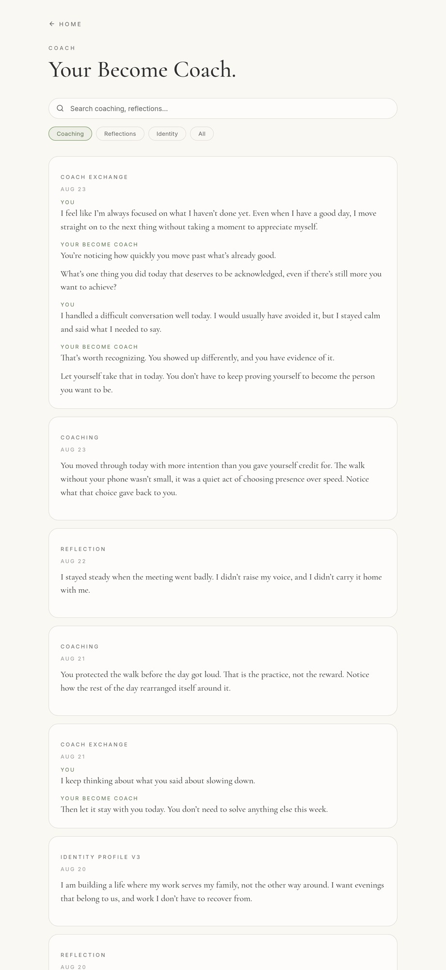 A conversation with the Become Coach in the Become app